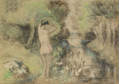 La Baigneuse aux Oies, c.1895 | Pissarro | Gemälde Reproduktion