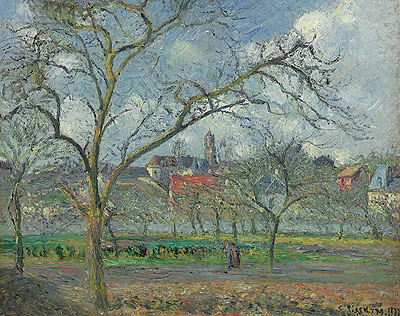 Garten in Saint-Ouen-l'Aumône im Winter, 1877 von Pissarro | Gemälde-Reproduktion