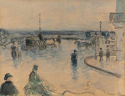 Rouen im Regen, 1883 von Pissarro | Gemälde-Reproduktion