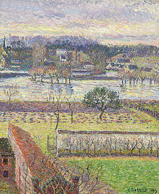 View from my Window, Flooding, Evening, Eragny, 1893 | Pissarro | Painting Reproduction
