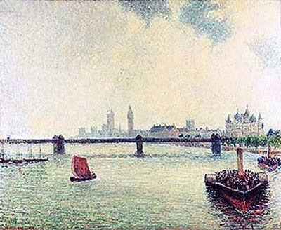 The Charing Cross Bridge in London, 1891 | Pissarro | Gemälde Reproduktion