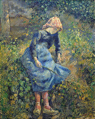 Girl with a Stick, 1881 | Pissarro | Gemälde Reproduktion