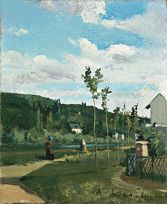 Strollers on a Country Road, La Varenne-Saint-Hilaire, 1864 | Pissarro | Painting Reproduction