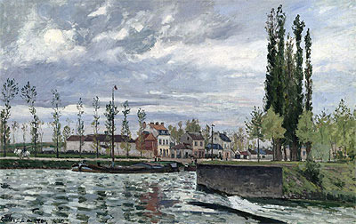 The Lock at Pontoise, 1872 | Pissarro | Painting Reproduction