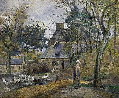 Farm at Montfoucault, 1874 | Pissarro | Painting Reproduction