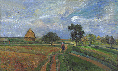 The Old Road to Ennery at Pontoise, 1877 | Pissarro | Gemälde Reproduktion