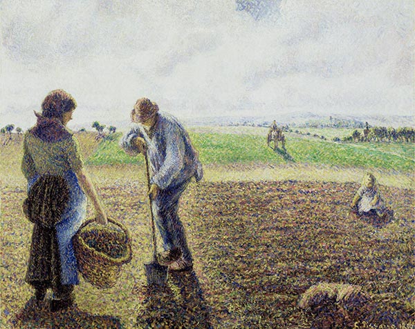 Peasants in the Fields, Eragny, 1890 | Pissarro | Gemälde Reproduktion