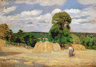 Harvesting at Montfoucault, 1876 | Pissarro | Gemälde Reproduktion