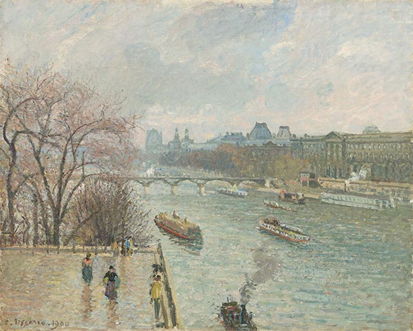 Der Louvre, Nachmittag, Regenwetter | Pissarro | Gemälde Reproduktion