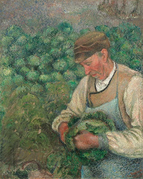 Der Gärtner - alter Bauer mit Kohl, c.1883/95 | Pissarro | Gemälde Reproduktion