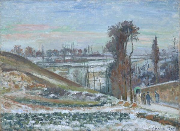 Snowy Landscape near l'Hermitage, 1875 | Pissarro | Painting Reproduction