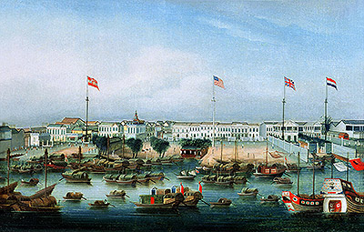 The Hongs of Canton, n.d. by Cantonese School | Painting Reproduction