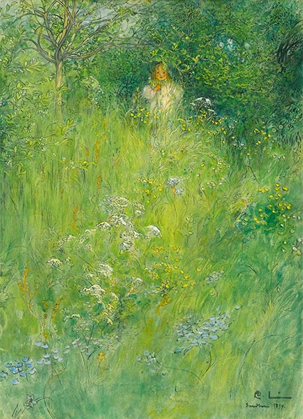 Eine Fee oder Kersti auf der Wiese, 1899 | Carl Larsson | Gemälde Reproduktion