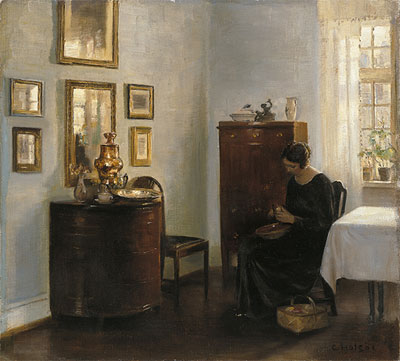 Woman with Fruit Bowl, c.1900/10 by Carl Vilhelm Holsoe | Painting Reproduction
