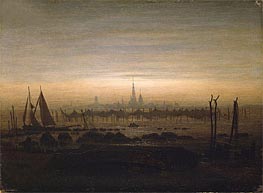 Greifswald in Moonlight, 1817 by Caspar David Friedrich | Painting Reproduction