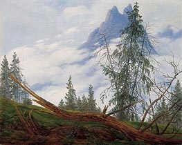Mountain Peak with Drifting Clouds, c.1835 by Caspar David Friedrich | Painting Reproduction