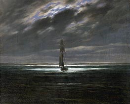 Seascape by Moonlight, c.1827/28 by Caspar David Friedrich | Painting Reproduction