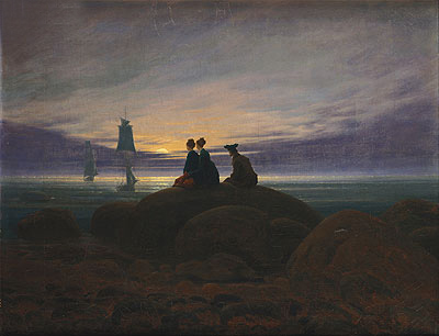 The Moon Rising over the Sea, c.1822 | Caspar David Friedrich | Painting Reproduction