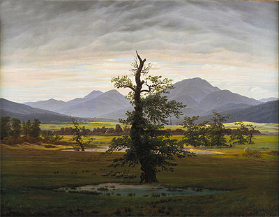 Village Landscape in Morning Light (The Lone Tree), 1822 | Caspar David Friedrich | Painting Reproduction