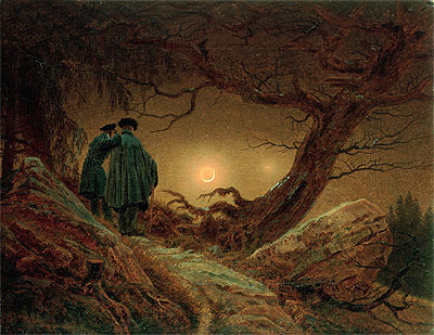 Two Men Contemplating the Moon, c.1819/20 | Caspar David Friedrich | Gemälde Reproduktion