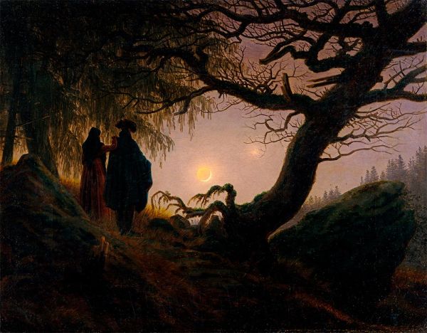Mann und Frau den Mond betrachtend | Caspar David Friedrich | Gemälde Reproduktion