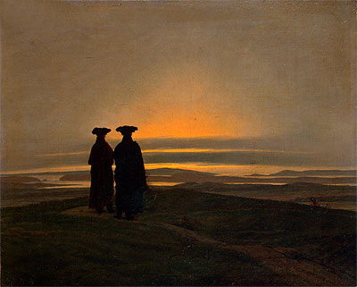 Sonnenuntergang, Brüder (Abendlandschaft mit zwei Männern) | Caspar David Friedrich | Gemälde Reproduktion