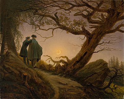 Two Men Contemplating the Moon, c.1825/30 | Caspar David Friedrich | Painting Reproduction