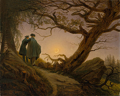 Zwei Männer in Betrachtung des Mondes | Caspar David Friedrich | Gemälde Reproduktion