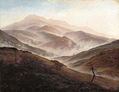Riesengebirge Landscape with Rising Fog, c.1819/20 | Caspar David Friedrich | Painting Reproduction