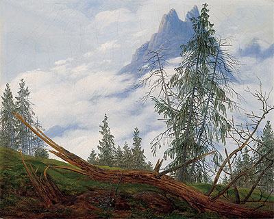 Mountain Peak with Drifting Clouds, c.1835 | Caspar David Friedrich