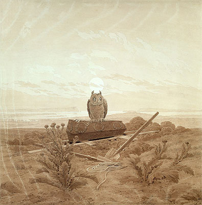 Landscape with Grave, Coffin and Owl, n.d. | Caspar David Friedrich