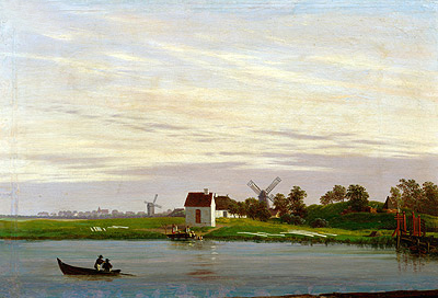 Landscape with Windmills, c.1822/23 | Caspar David Friedrich | Gemälde Reproduktion