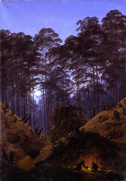 Forest by moonlight, c.1823/30 | Caspar David Friedrich | Painting Reproduction