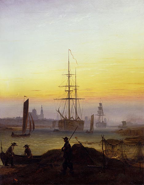 Der Greifswalder Hafen, c.1818/20 | Caspar David Friedrich | Gemälde Reproduktion