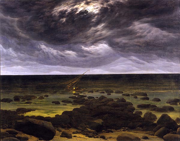 Meeresküste bei Mondschein, c.1830 | Caspar David Friedrich | Gemälde Reproduktion