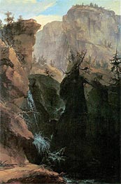 Rocky Gorge with Waterfalls and Pass Route | Caspar Wolf | Painting Reproduction