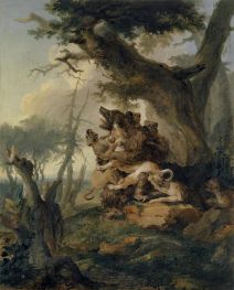 Bär, von einer Hundemeute angefallen, 1772 von Caspar Wolf | Gemälde-Reproduktion