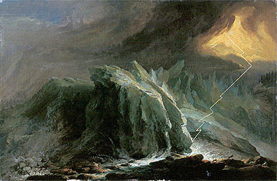 Thunder and Lightning at the Grindwaldgletscher, 1774 | Caspar Wolf | Gemälde Reproduktion