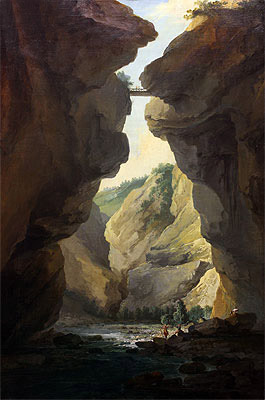 Bridge and Gorges of Dala River in Leuekerbad, View towards the Mountain, c.1774/77 | Caspar Wolf | Gemälde Reproduktion