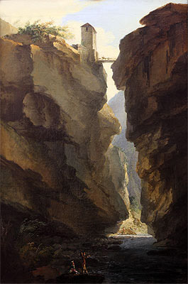 Bridge and Gorges of Dala River in Leuekerbad, View towards the Valley, c.1774/77 | Caspar Wolf | Gemälde Reproduktion