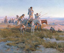 In the Wake of the Buffalo Runners, 1911 by Charles Marion Russell | Painting Reproduction