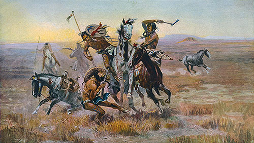 When Sioux and Blackfeet Met, 1902 | Charles Marion Russell | Painting Reproduction