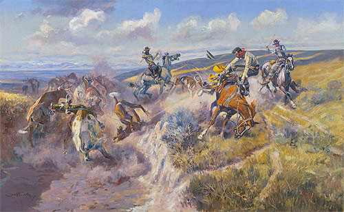 A Tight Dally and a Loose Latigo | Charles Marion Russell | Painting Reproduction