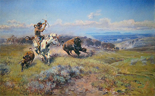 Kämpfendes Fleisch, 1919 von Charles Marion Russell | Gemälde-Reproduktion