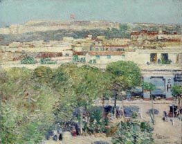Place Centrale and Fort Cabanas, Havana, 1895 by Hassam | Painting Reproduction