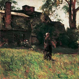 The Old Fairbanks House, Dedham, Massachusetts, c.1884 by Hassam | Painting Reproduction