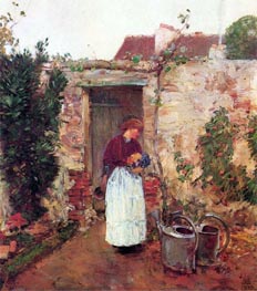 The Garden Door, undated by Hassam | Painting Reproduction