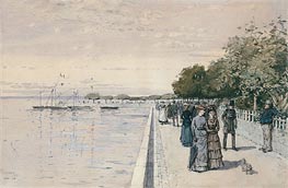The Beach at Dunkirk, 1883 by Hassam | Painting Reproduction