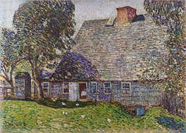 The Old Mulford House, East Hampton, 1917 by Hassam | Painting Reproduction