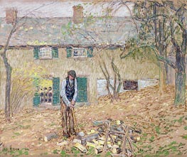 Woodchopper, 1902 by Hassam | Painting Reproduction